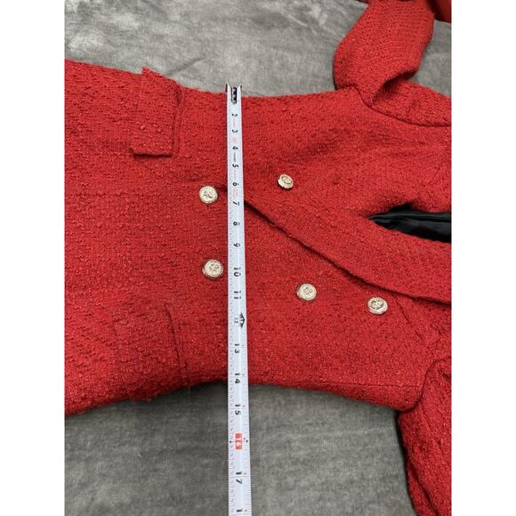 Zara Royal ASO Kate Middleton Textured Tweed Blazer Red Double Breasted sz Small - Picture 12 of 16